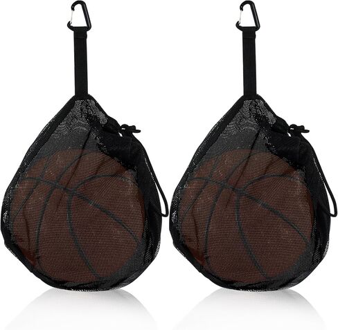 Klmnop 2 Pcs Single Ball Bag Zipper Pocket, Mesh Carry Bag with Adjustable Drawstring and Clip, Sports Bag for Basketball Volleyball Soccer Football in Saudi Arabia