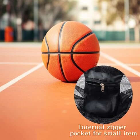 Klmnop 2 Pcs Single Ball Bag Zipper Pocket, Mesh Carry Bag with Adjustable Drawstring and Clip, Sports Bag for Basketball Volleyball Soccer Football in Saudi Arabia