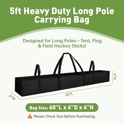 حقيبة تخزين علم الزاوية شديدة التحمل بطول 5 أقدام - طول 60 بوصة × عرض 6 بوصة × ارتفاع 6 بوصة حقيبة مقاومة للماء لأعمدة الرشاقة وعصي التدريب وأعلام حماية الألوان والمعدات الميدانية in Kuwait