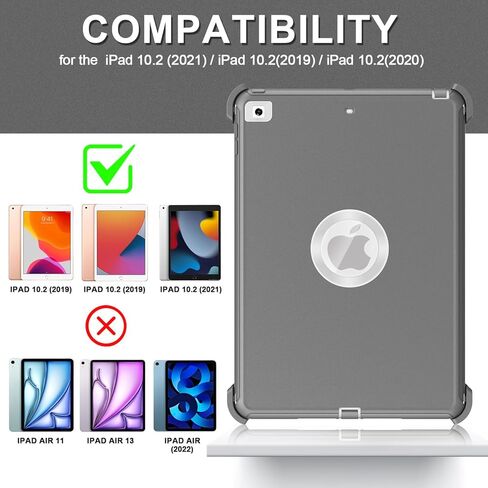 Case for iPad 9th/8th/7th Generation - iPad 10.2 inch 2021/2020/2019 [Built-in Screen Protector] Heavy Duty Military Grade Shockproof Multi-Layer Protection with Stand,Black in Saudi Arabia