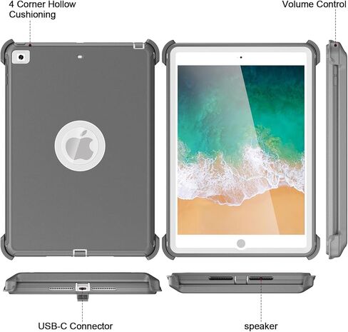 Case for iPad 9th/8th/7th Generation - iPad 10.2 inch 2021/2020/2019 [Built-in Screen Protector] Heavy Duty Military Grade Shockproof Multi-Layer Protection with Stand,Black in Saudi Arabia