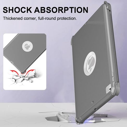 Case for iPad 9th/8th/7th Generation - iPad 10.2 inch 2021/2020/2019 [Built-in Screen Protector] Heavy Duty Military Grade Shockproof Multi-Layer Protection with Stand,Black in Saudi Arabia