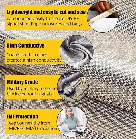 بطانيات EMF Shielding Faraday من القماش الموصل EMP لحماية المولدات، حجب إشارة EMP من الإشارة الخلوية، WiFi، Bluetooth، GPS، فضي - 1 متر in Saudi Arabia