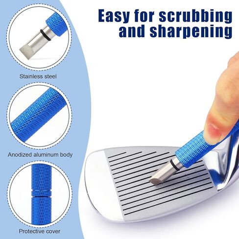 منظف ​​نادي الجولف، مبراة الأخدود مع طرف مبراة احتياطية، ملحقات حقيبة الجولف الأساسية للرجال باللون الأزرق in Kuwait