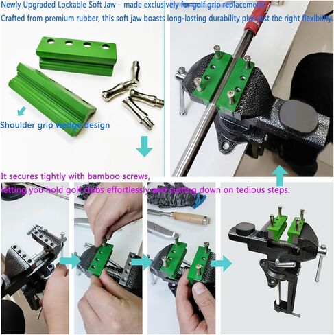 Golf Club Regripping Kit, Optional Professional or Basic Golf Grip Replacement Tools, 2-In-1 Bench Vise or Mini Table Vise, Fixed Rubber Clip, Hook Blade, Grip Tape Remover in Saudi Arabia