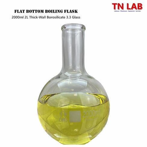 TN LAB 2L Flat Bottom Boiling Flask Thick Wall Borosilciate Glass 2000ml 2L in Kuwait