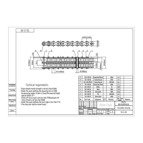 PGN #50-2 Duplex Double Strand Roller Chain x 10 feet + 2 Connecting Links in Saudi Arabia
