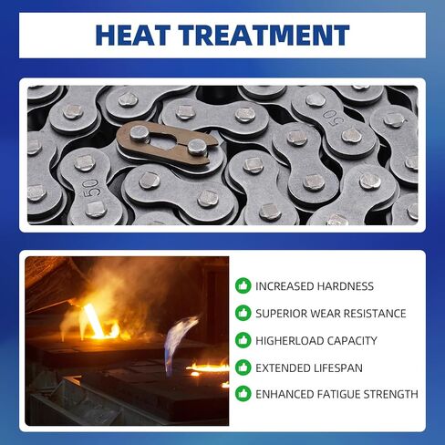 #50 Roller Chain, 10 Feet Carbon Steel Chain with 2 Free Connecting Links in Kuwait