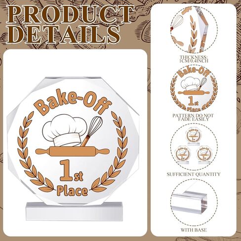 Yungyan 3 Pcs Bake Off Trophy 1st 2nd 3rd Place Bake Off Awards Trophy Acrylic Cooking Competition Winner Medals Gift Prizes for Women Men Cooking Contest Party Favors in Saudi Arabia