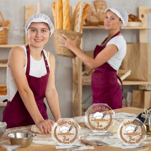 Yungyan 3 Pcs Bake Off Trophy 1st 2nd 3rd Place Bake Off Awards Trophy Acrylic Cooking Competition Winner Medals Gift Prizes for Women Men Cooking Contest Party Favors in Saudi Arabia