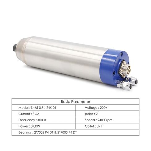 380v 0.8kw ER11 Metal Water-Cooled Spindle Motor 400Hz Pole Number = 2 in Saudi Arabia