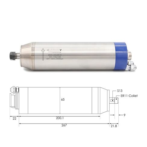 380v 0.8kw ER11 Metal Water-Cooled Spindle Motor 400Hz Pole Number = 2 in Saudi Arabia