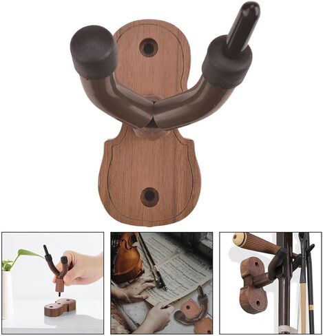 Wall-Mounted Violin Hanger with Black Walnut Wood Base, Violin Hook and Music Instrument Storage Holder for Home and Studio Use in Kuwait