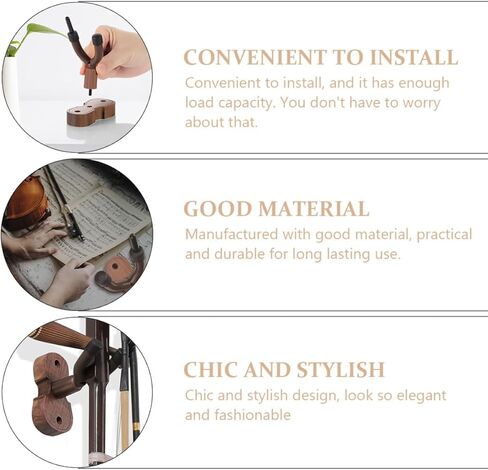 Wall-Mounted Violin Hanger with Black Walnut Wood Base, Violin Hook and Music Instrument Storage Holder for Home and Studio Use in Kuwait