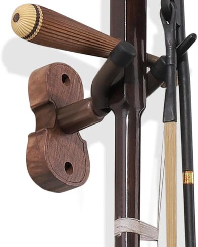 Luxshiny Wall-mount Violin and Hanger with Black Walnut Base Hardwood Wall Rack for Stable Instrument Storage and Elegant Display Secure Violin Hook for Home Studio in Kuwait