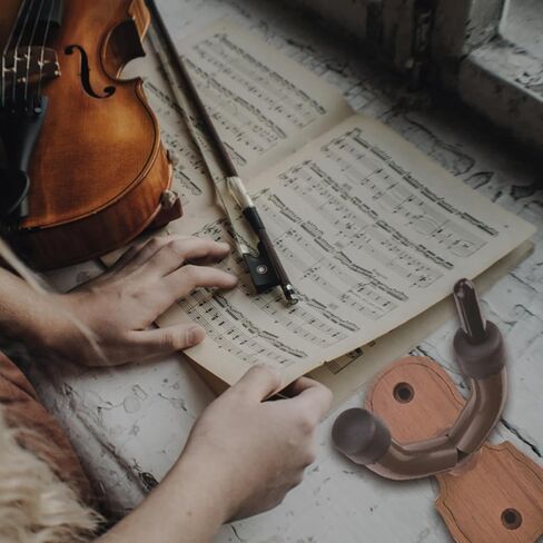 Luxshiny Wall-mount Violin and Hanger with Black Walnut Base Hardwood Wall Rack for Stable Instrument Storage and Elegant Display Secure Violin Hook for Home Studio in Kuwait