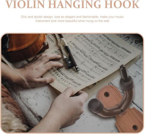 Luxshiny Wall-mount Violin and Hanger with Black Walnut Base Hardwood Wall Rack for Stable Instrument Storage and Elegant Display Secure Violin Hook for Home Studio in Kuwait