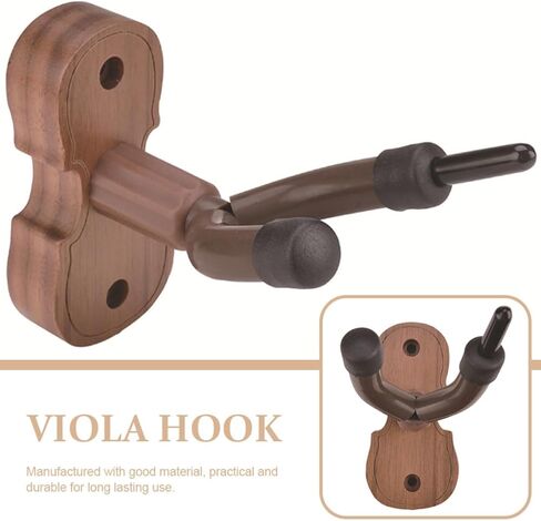 Luxshiny Wall-mount Violin and Hanger with Black Walnut Base Hardwood Wall Rack for Stable Instrument Storage and Elegant Display Secure Violin Hook for Home Studio in Kuwait