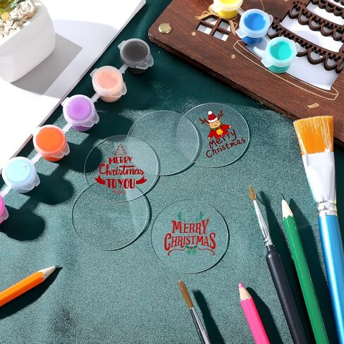 30 Pcs 2 Inch Acrylic Circle Blanks, Clear Round Acrylic Blanks Sheets Cake Disk Ornament Blank Transparent Coasters Board Panel Miniature Bases for Crafts, DIY Projects, Paintings, Badge Reels in Saudi Arabia