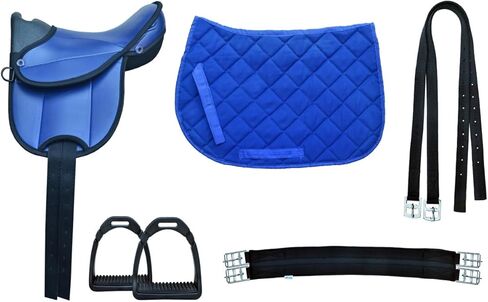 English Horse Polo 12" 5-Piece Child English All-Purpose Blue Synthetic Saddle Gift Set 802SD02RB in Saudi Arabia