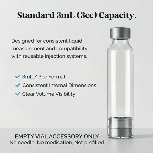 3mL Glass Pen Cartridges – 10 Count – Individually Sealed Single-Use Replacement Cartridges – Compatible with Reusable Injection Pens V1 & V2 in Saudi Arabia
