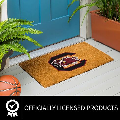 NCAA University of South Carolina Natural Coir Doormat, Official Full Color Team Logo, 28 x 16 Inches, Non Slip Back, Front Door Welcome Floor Mat, Indoor Outdoor Entrance Rug in Saudi Arabia