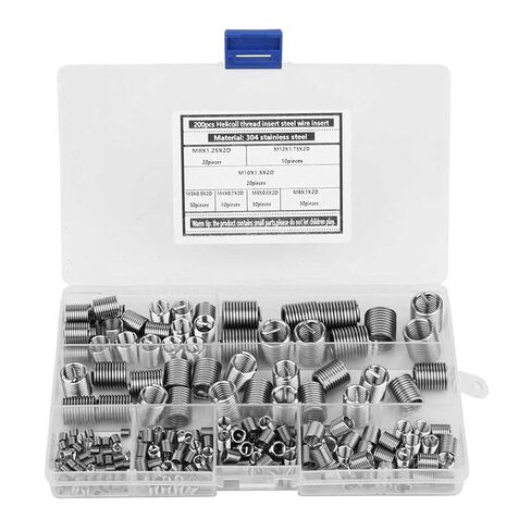200Pcs Stainless Steel Thread Insert M3/M4/M5/M6/M8/M10/M12 Helical Threaded Repair Insert Wire Screw Sleeve Threads Replacement Nicely in Saudi Arabia
