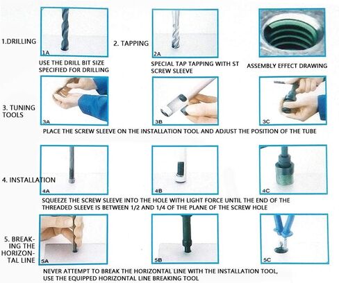 1/4 20UNC Thread Repair Insert Kit, 12PCS Screw Sleeve, High Strength Steel Stainless Steel, Easy Maintain Damaged Threads, Ideal for Soft Metals, High Voltage Switchgear in Kuwait