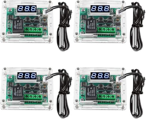 4 Pieces W1209 with Case 12V DC Digital Temperature Control Board Micro Digital Thermostat-50-110°C Electronic Temperature Control Module Switch with 10A Single Channel Relay and Waterproof Function in Saudi Arabia