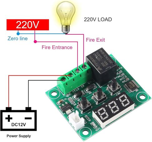 4 Pieces W1209 with Case 12V DC Digital Temperature Control Board Micro Digital Thermostat-50-110°C Electronic Temperature Control Module Switch with 10A Single Channel Relay and Waterproof Function in Saudi Arabia