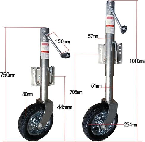Swivelling Trailer Jockey Wheel Load Capacity 680Kg Jockey Wheel 254X80Mm Side Rocker Automatic Trailer Jockey Wheel Robust and Adjustable Jockey Wheel with Cl,A in Saudi Arabia