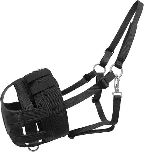 كمامة رعي للخيول بأشرطة قابلة للتعديل، كمامة رعي خيول مريحة وخفيفة الوزن وقابلة للتنفس (أسود، كامل) in Kuwait