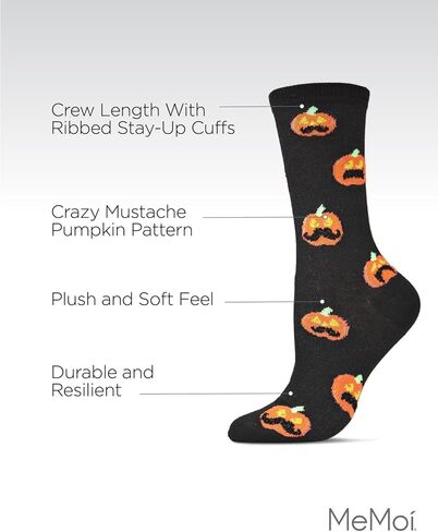 مذكرات سيدة اليقطين Stache Halloween Crew Socks in Saudi Arabia