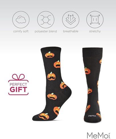 مذكرات سيدة اليقطين Stache Halloween Crew Socks in Saudi Arabia
