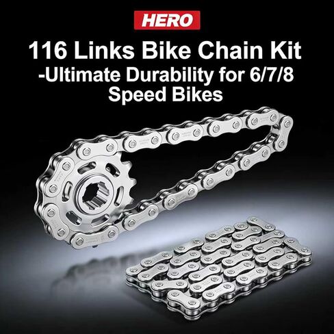 سلسلة دراجة سرعة 6/7/8 116 وصلة، 1/2 بوصة × 3/32 بوصة لشيمانو SRAM Campagnolo، سلسلة دراجات مقاومة للصدأ ومقاومة للاهتراء لدراجة الطريق الجبلية MTB BMX الإلكترونية in Kuwait