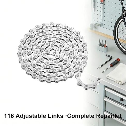 سلسلة دراجة سرعة 6/7/8 116 وصلة، 1/2 بوصة × 3/32 بوصة لشيمانو SRAM Campagnolo، سلسلة دراجات مقاومة للصدأ ومقاومة للاهتراء لدراجة الطريق الجبلية MTB BMX الإلكترونية in Kuwait