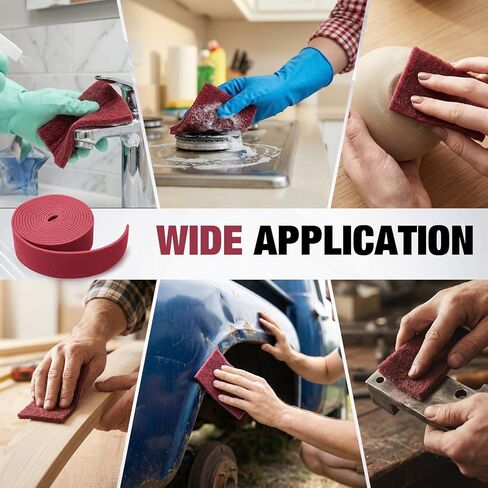 وسادات جرجر للأغراض العامة الدقيقة مقاس 30 قدمًا × 6 بوصات 7447 لفة كبيرة من مادة الكشط الكاشطة اليدوية صنفرة يدوية غير قابلة للخدش منسوجة من أكسيد الألومنيوم وقابلة للقطع وسطح تنظيف وإعداد المطبخ وتنظيف الجرجرة in Kuwait