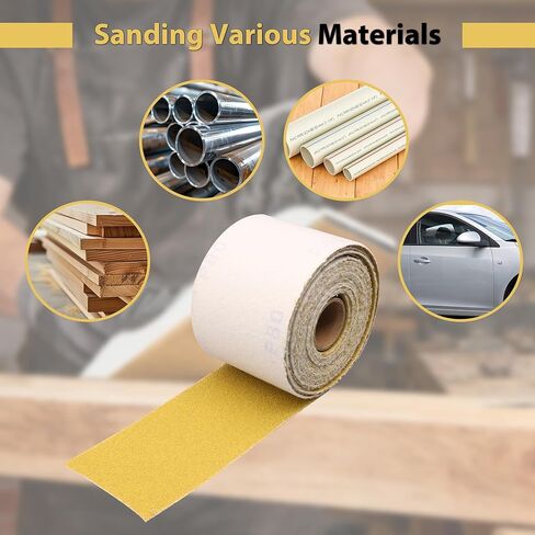 2-3/4 Inch Longboard Sandpaper Roll, Total 25 Yards Hook and Loop Sanding Paper 80 120 180 220 320 Grit, Continuous Rolls for Automotive, Woodworking and Hand Sanding Blocks in Kuwait