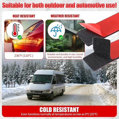30 Sets Heavy-Duty Adhesive Hook and Loop Strips, 1.2" x 3.2" Heat Resistant Waterproof No Residue Hold for Car Floor Mats Indoor/Outdoor Use on Walls, Glass, Tile, Metal, Wood in Saudi Arabia
