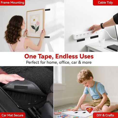 TAKOO 48 Pairs Hook and Loop Strips - Heavy Duty, Double-Sided Adhesive, Residue-Free for Wall-Mounted Storage, Shelf Organizers, Cable Management, Key Holders, Photo Frames, Carpets, DIY Home Use in Saudi Arabia