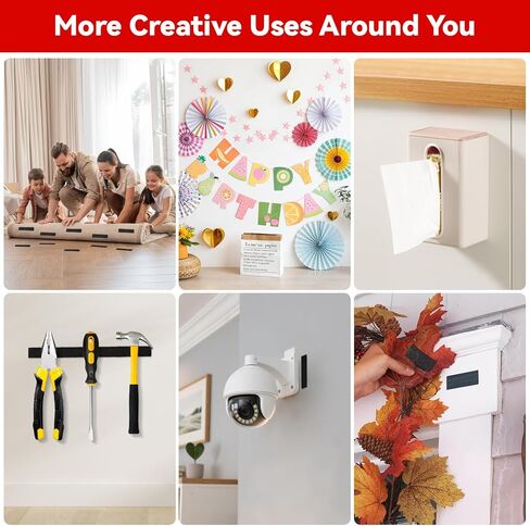 TAKOO 48 Pairs Hook and Loop Strips - Heavy Duty, Double-Sided Adhesive, Residue-Free for Wall-Mounted Storage, Shelf Organizers, Cable Management, Key Holders, Photo Frames, Carpets, DIY Home Use in Saudi Arabia