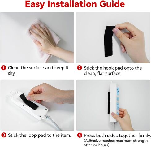 TAKOO 48 Pairs Hook and Loop Strips - Heavy Duty, Double-Sided Adhesive, Residue-Free for Wall-Mounted Storage, Shelf Organizers, Cable Management, Key Holders, Photo Frames, Carpets, DIY Home Use in Saudi Arabia