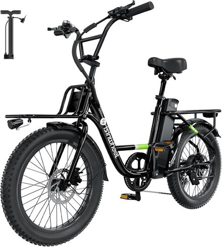 isinwheel U7 E Bike for Adults Electric Bike with Dual Cargo Rack, 48V 1000W Peak Ebikes for Adults, 7 Speed Gear, 20mph Step Thru Cruiser Electric Bicycles, 20" × 3“ Fat Tire Ebike in Kuwait