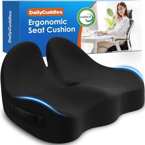 Seat Cushion, Chair Cushions for Office Chairs/Car Seats/Wheelchair - Hip&Sciatica&Tailbone Pain Relief Memory Foam Office Chair Cushion for Long Sitting Office Workers/Car Drivers, Grey in Kuwait