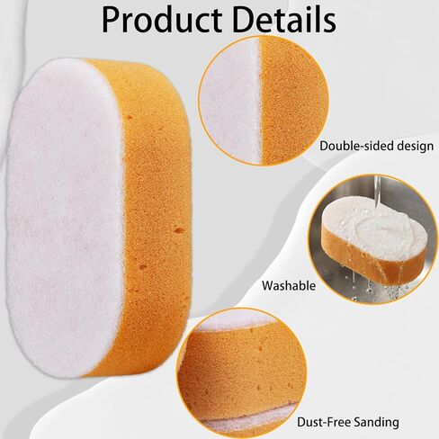 6 عبوات من إسفنجات الصنفرة الرطبة للجدران الجافة، كتل صنفرة كبيرة قابلة للغسل وقابلة لإعادة الاستخدام للجدران الجافة، إسفنجة للتحكم في الغبار للتنعيم والتشطيب وإعداد السطح، 5.5 × 4.5 × 3.1 بوصة in Kuwait