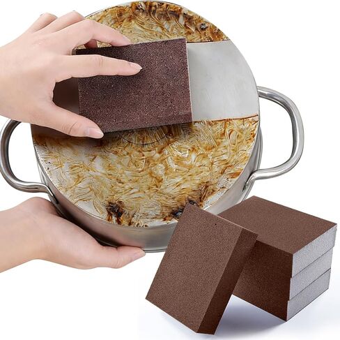 2-Pack Square Sanding Cleaning Sponge, Pot Clean Brush, Rust Eraser, Grit Scouring Pads for Quickly Cleans Household in Saudi Arabia