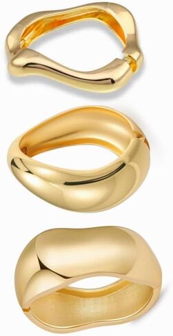 Gold Bangle Bracelets for Women Trendy Chunky Wide Cuff Stackable Bangles Irregular Minimalist Jewelry Accessories in Kuwait