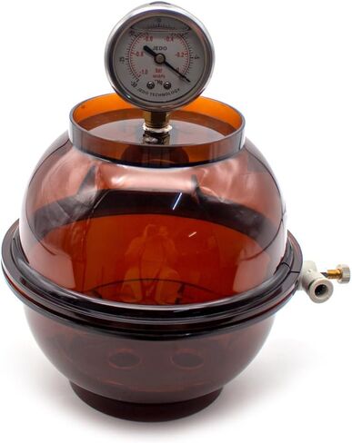 Lab Vacuum Desiccator 150ml - Brown Plastic Preservation Container with Pressure Gauge & Single Valve in Saudi Arabia