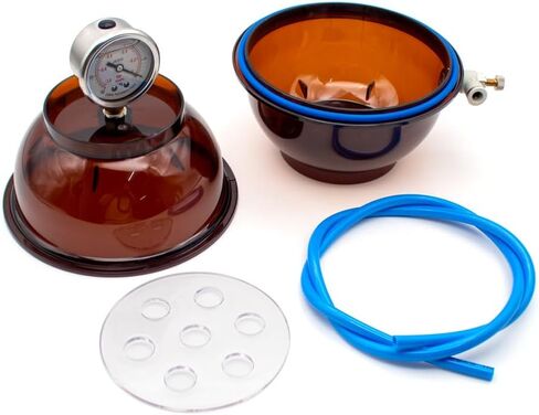 Lab Vacuum Desiccator 150ml - Brown Plastic Preservation Container with Pressure Gauge & Single Valve in Saudi Arabia