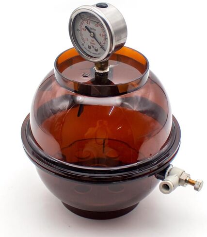 Lab Vacuum Desiccator 150ml - Brown Plastic Preservation Container with Pressure Gauge & Single Valve in Saudi Arabia
